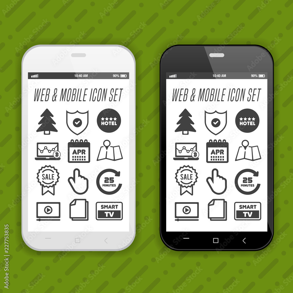 Aufkleber smartphone with web and mobile application icons on screen.