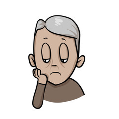 Sad depressed old man. Cartoon design icon. Colorful flat vector illustration. Isolated on white background.