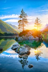 Foto auf Acrylglas See / Teich Fantastischer Herbstsonnenuntergang am Hintersee