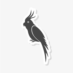 Parrot sticker, illustration on white background 