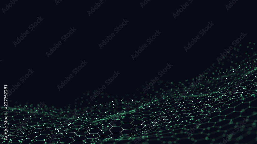 Poster abstract 3d technology and science neon visualization. blockchain and cryptocurrency. digital wallpa