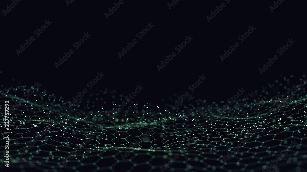 Poster abstract 3d technology and science neon visualization. blockchain and cryptocurrency. digital wallpa