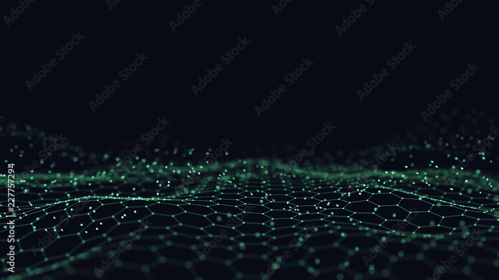 Poster abstract 3d technology and science neon visualization. blockchain and cryptocurrency. digital wallpa