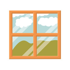 color background of landscape of mountains behind the window