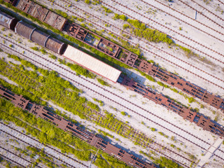 Trains aerial view