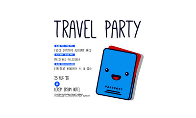 Travel Party Invitation Design with Where and When Details