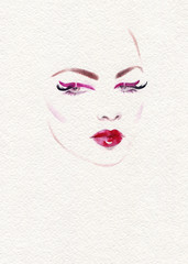 beautiful woman. fashion illustration. watercolor painting
