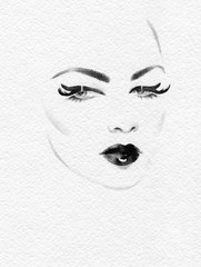 beautiful woman. fashion illustration. watercolor painting
