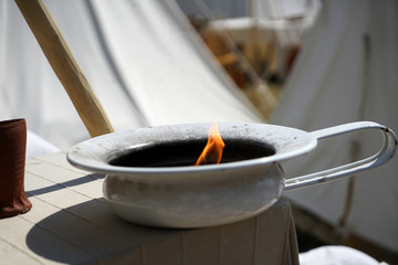 Oil lamps are lighting fixtures that are fueled with oils
