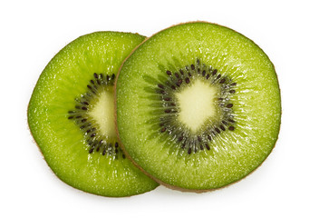 kiwi slices isolated on white background