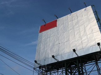 Billboard with lighting system and red rectangle