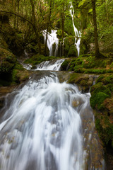 Naklejka na ściany i meble Toberia Waterfalls at Entzia mountain range, Alava, Spain