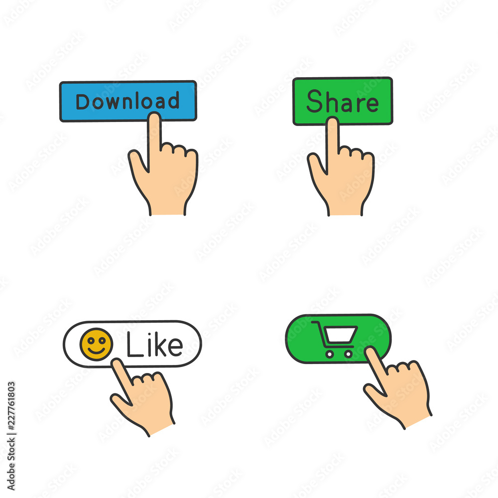 Poster app buttons color icons set