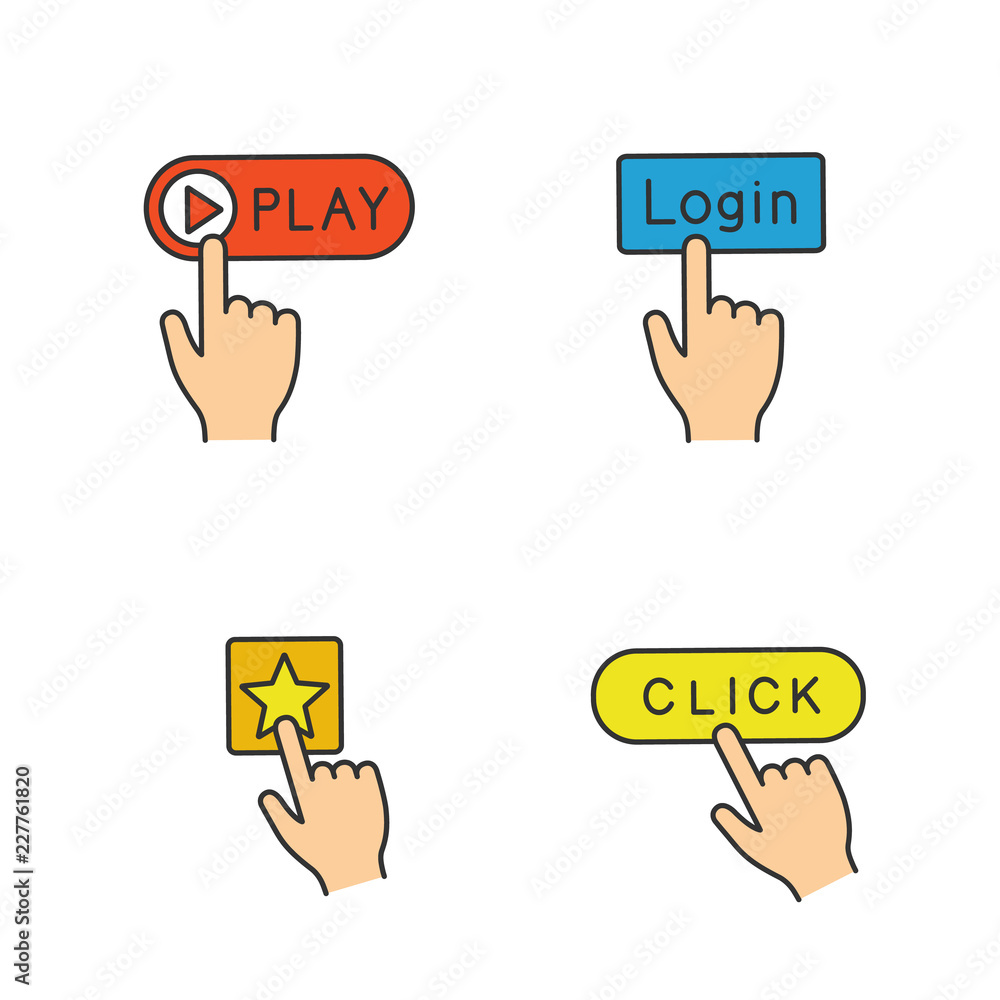 Poster App buttons color icons set
