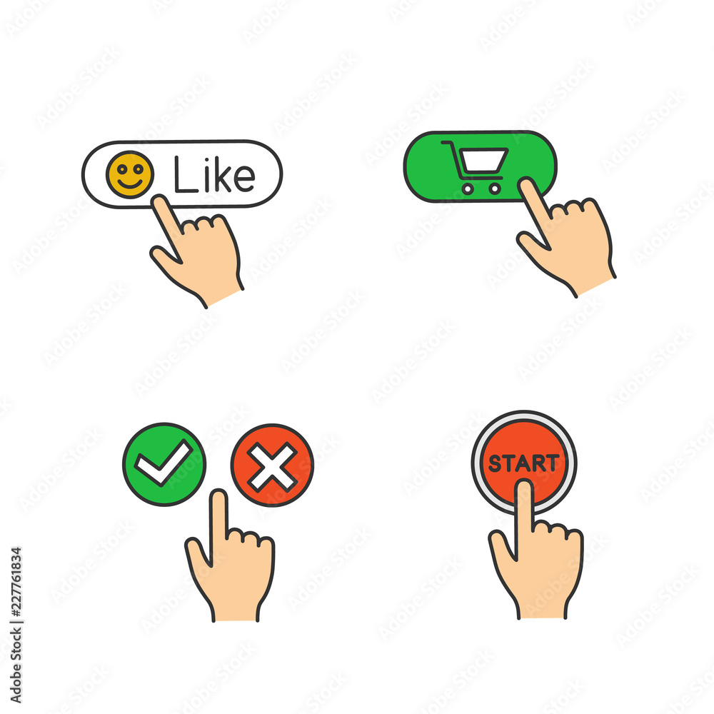 Poster app buttons color icons set