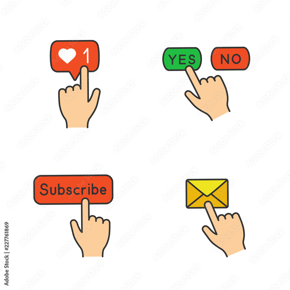 Poster app buttons color icons set
