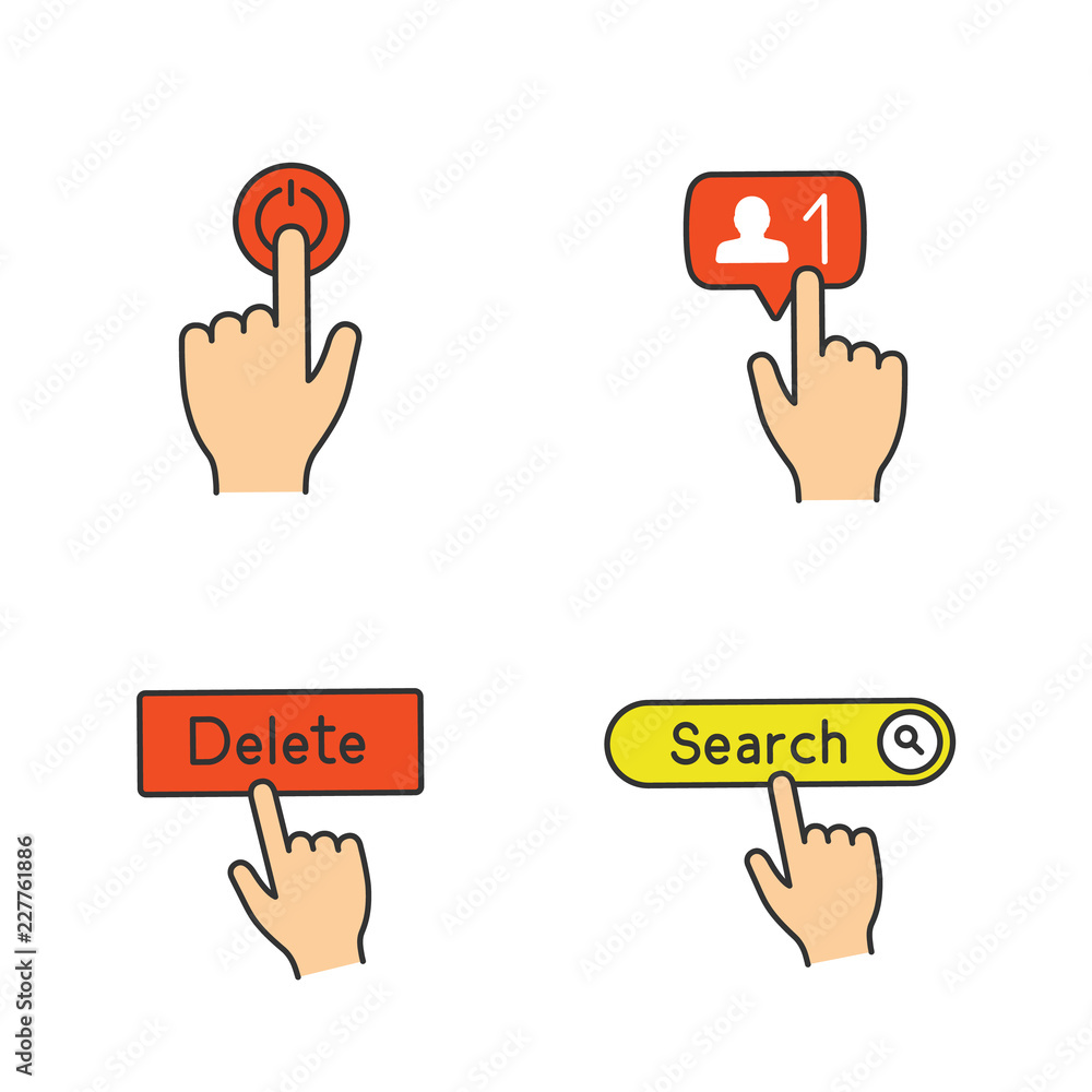 Poster App buttons color icons set