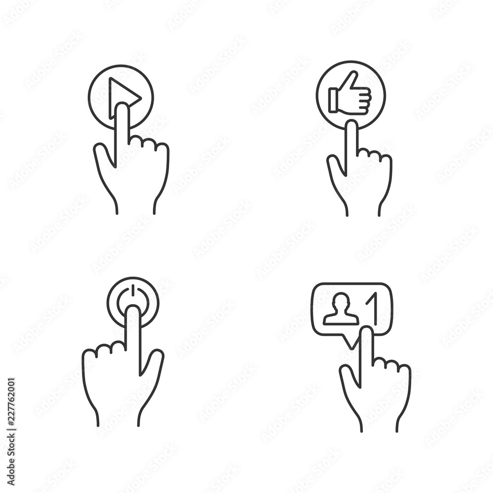 Poster app buttons linear icons set