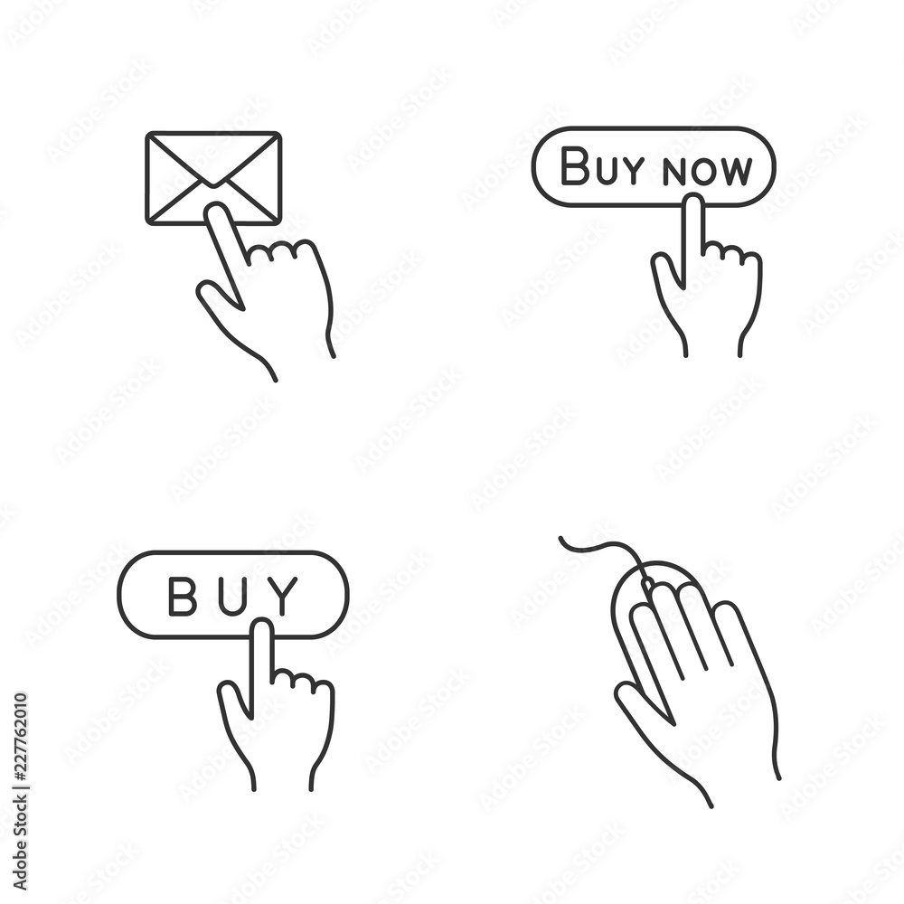 Poster app buttons linear icons set