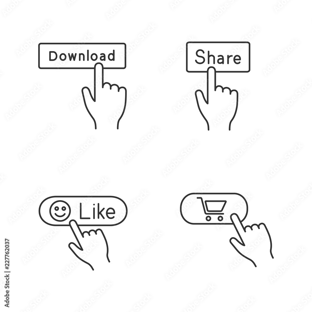 Poster App buttons linear icons set