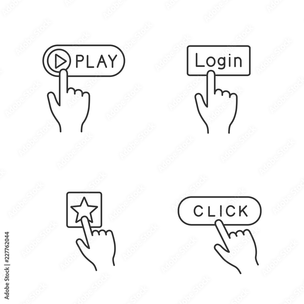 Poster App buttons linear icons set