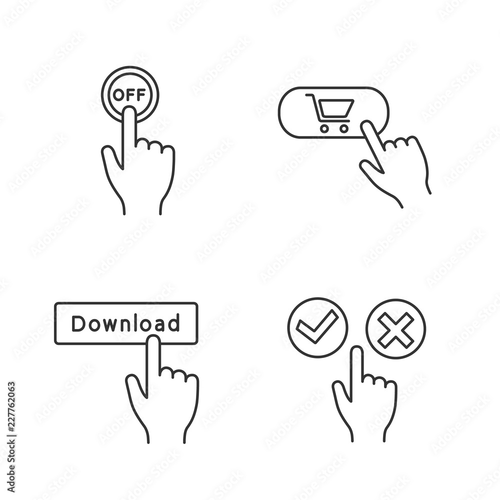 Poster App buttons linear icons set