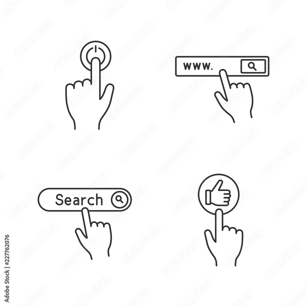Poster App buttons linear icons set