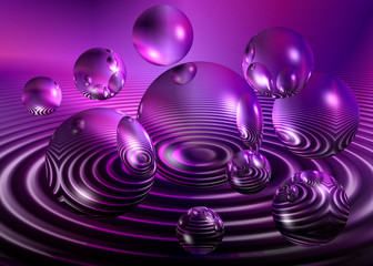 3D purple spheres graphic background