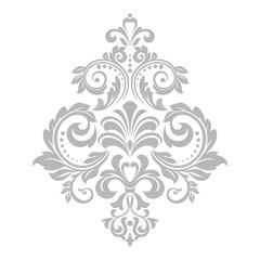 Damask graphic ornament. Floral design element. Grey vector pattern - obrazy, fototapety, plakaty