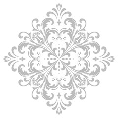 Damask graphic ornament. Floral design element. Grey vector pattern