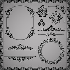 Vintage Set. Floral elements for design monograms, invitations, frames, menus and labels. Graphic design of the website, cafes, boutiques, hotels, wedding invitations.