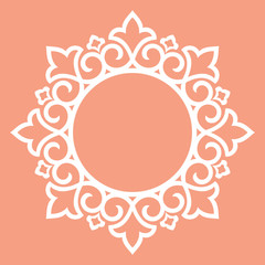 Decorative frame Elegant vector element for design in Eastern style, place for text. Floral pink border. Lace illustration for invitations and greeting cards