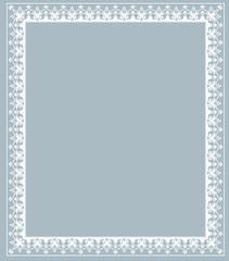 Decorative frame Elegant vector element for design in Eastern style, place for text. Floral blue border. Lace illustration for invitations and greeting cards