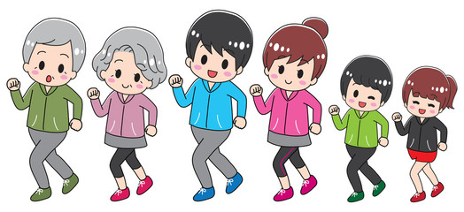 Three generations family jogging