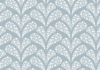 Flower geometric pattern. Seamless vector background. White and blue ornament. Ornament for fabric, wallpaper, packaging, Decorative print