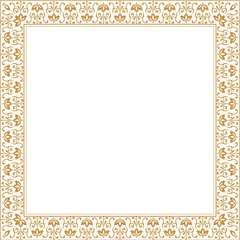 Decorative frame Elegant vector element for design in Eastern style, place for text. Floral golden border. Lace illustration for invitations and greeting cards.