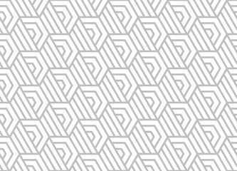 Abstract geometric pattern with stripes, lines. Seamless vector background. White and grey ornament. Simple lattice graphic design.