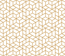 The geometric pattern with lines. Seamless vector background. White and gold texture. Graphic modern pattern. Simple lattice graphic design