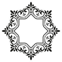 Decorative frame Elegant vector element for design in Eastern style, place for text. Floral black border. Lace illustration for invitations and greeting cards