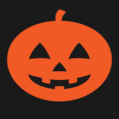 Orange Jack o'lantern pumpkin on black background. Halloween decoration. Vector.