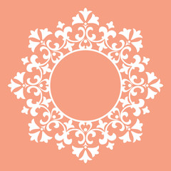 Decorative frame Elegant vector element for design in Eastern style, place for text. Floral pink border. Lace illustration for invitations and greeting cards
