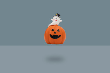Halloween pumpkin on blue background