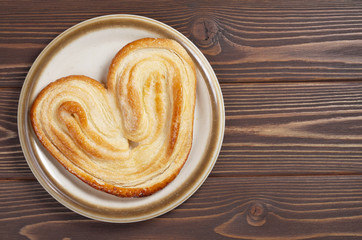 Puff pastry cookie in shape of ear