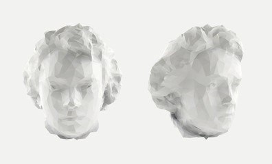 White Young Beethoven Bust Head Vector 3D Rendering - obrazy, fototapety, plakaty