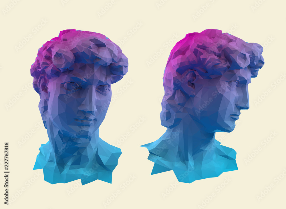 Fototapete gradient david sculpture head vector 3d rendering