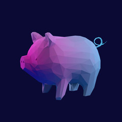 Gradient Pig Low Poly Vector 3D Rendering