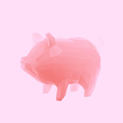 Pink Pig Low Poly Vector 3D Rendering