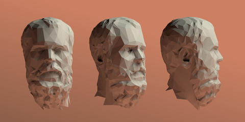 Socrates Head Vector 3D Rendering - obrazy, fototapety, plakaty