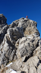 Kletterer auf dem Mindelheimer Klettersteig in den Allgäuer Alpen