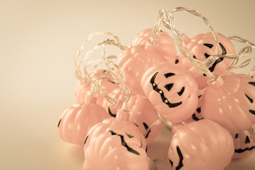 Beautiful halloween decoration trick or treat on white background with filter, concept of halloween party, copy space(text space), close-up, blank for text